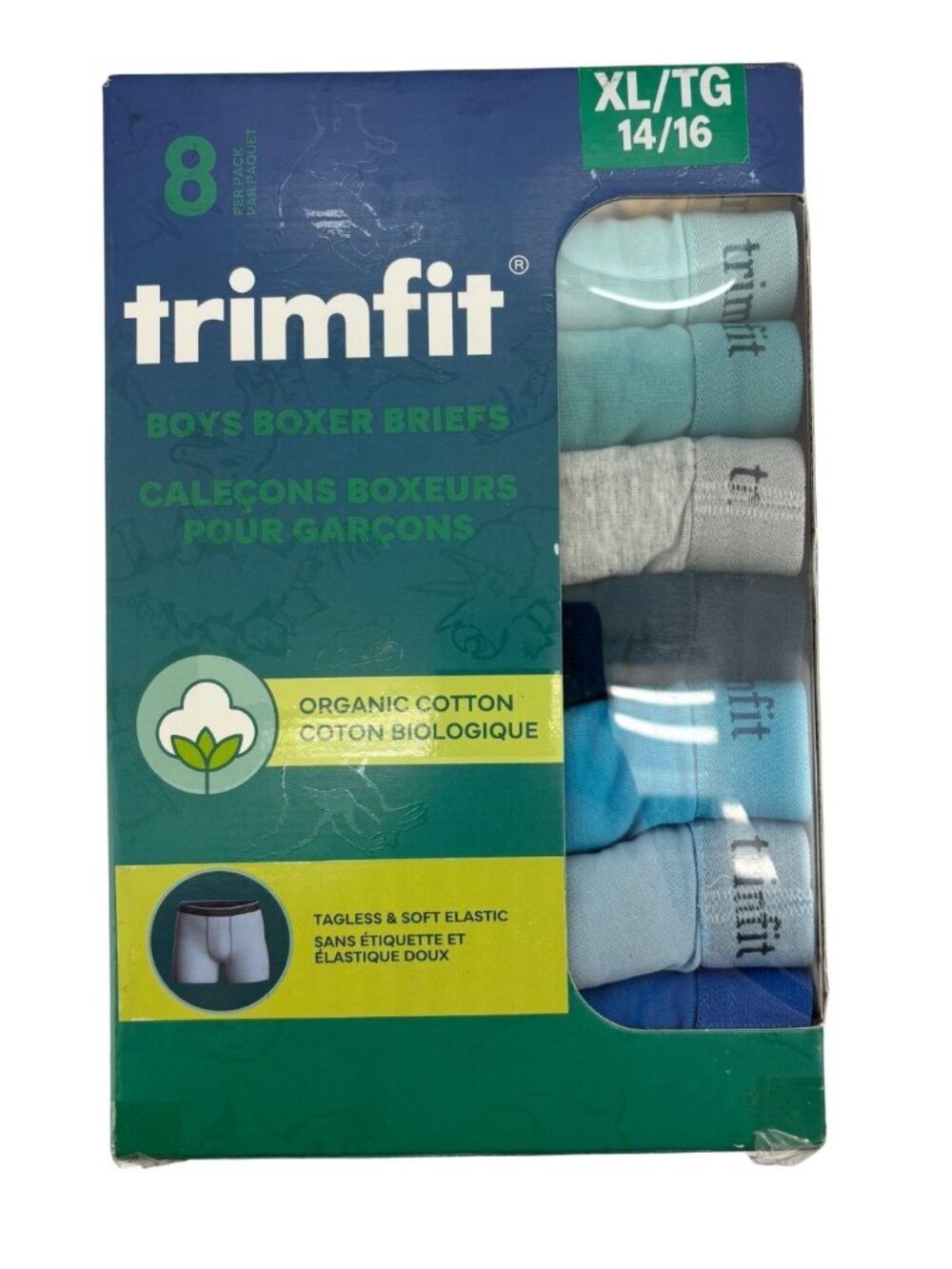 Trimfit Boy's Boxer Briefs | 8 Pack | Multi Colour | Size Extra Large **NEW